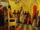 Рябушкин - Сидение царя Михаила Федоровича с боярами в его государевой комнате - 1893