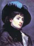 Башкирцева М - Молодая женщина в шляпе с голубым пером - 1878